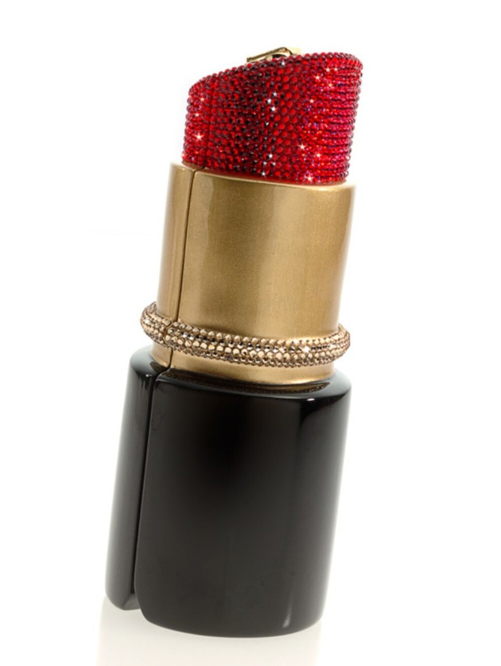 Timmy Woods Signed Wooden Swarovski Crystal Red Lipstick Bag